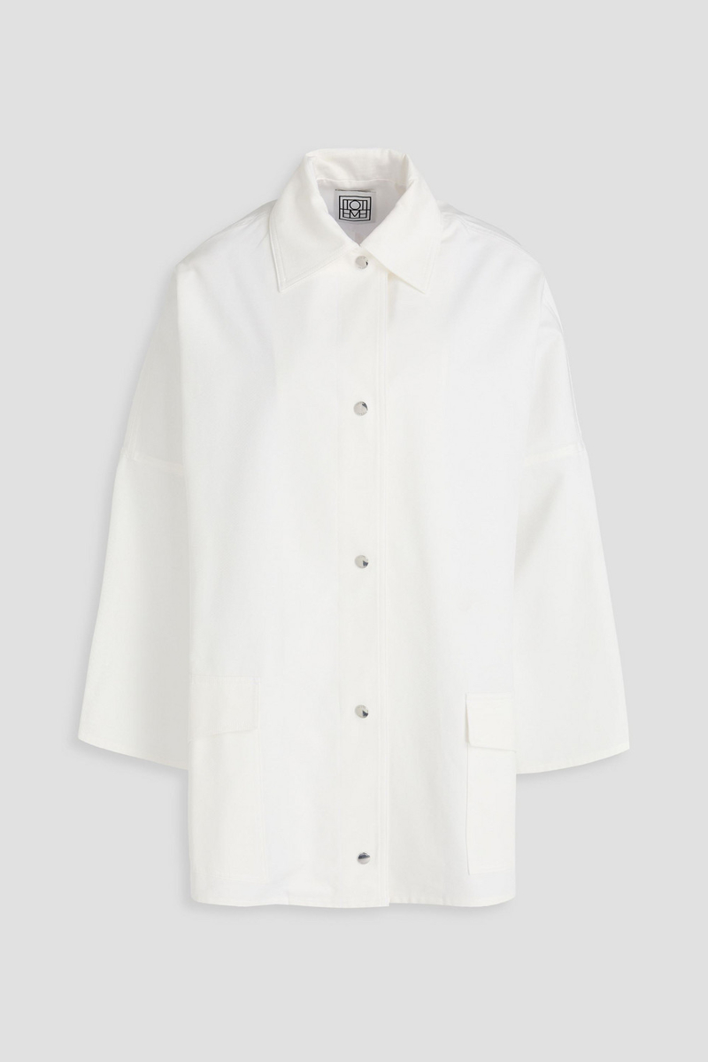 toteme - oversized cotton-twill shirt jacket - white - xxs