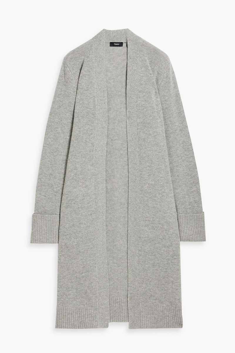 theory - wool and cashmere-blend cardigan - gray - m