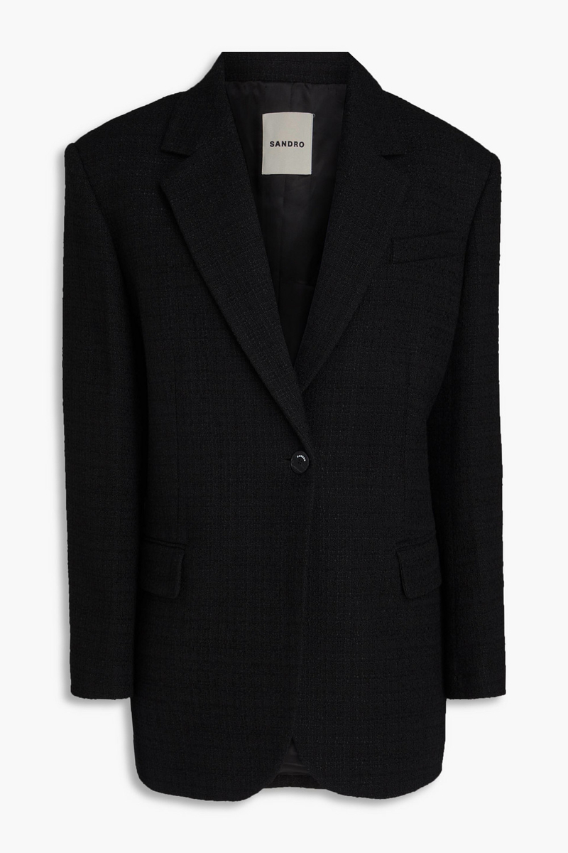 sandro - tweed blazer - black - fr 36