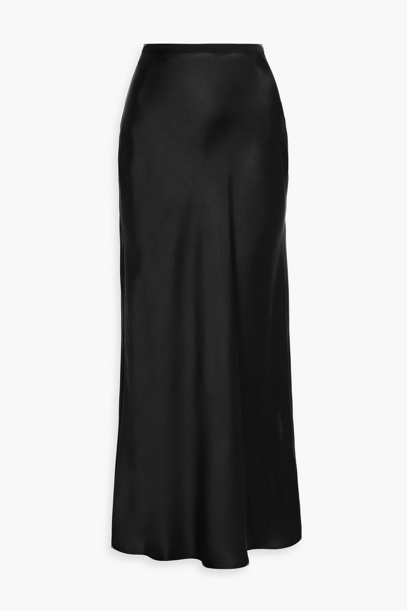 anine bing - bar silk maxi skirt - black - xxs