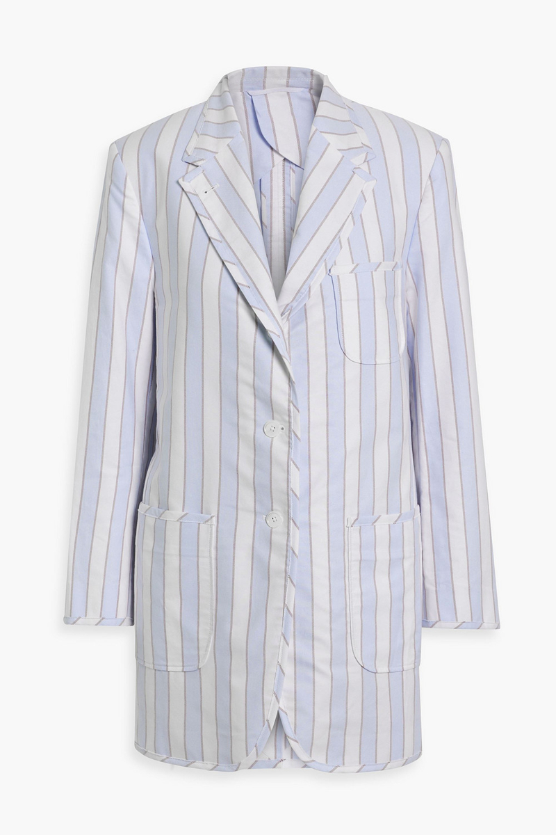 thom browne - striped cotton-jacquard blazer - blue - it 38