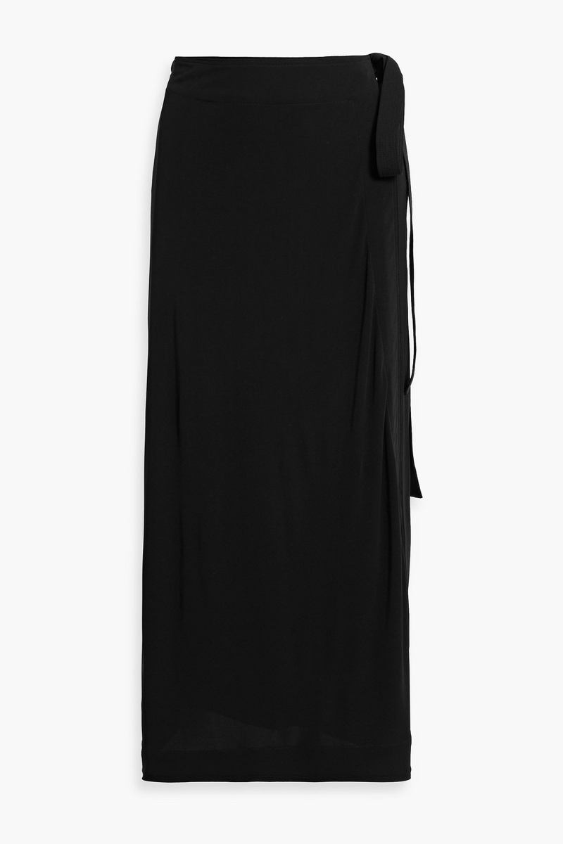 toteme - stretch-jersey midi wrap skirt - black - xxs