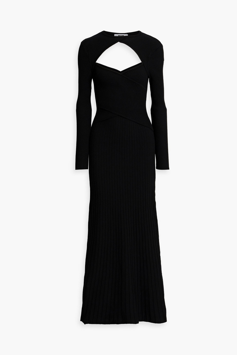 MSGM - Cutout ribbed-knit maxi dress - Black - S