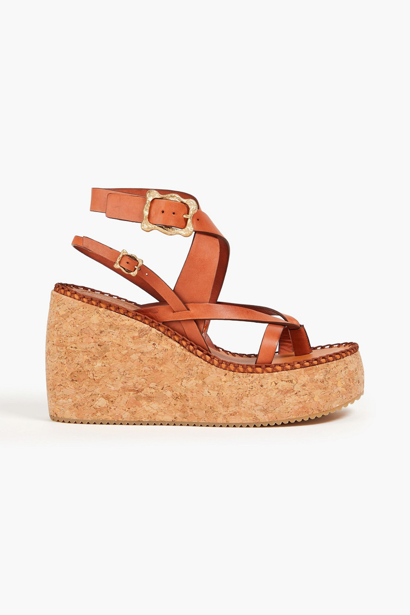 Zimmermann - Leather wedge sandals - Brown - EU 37