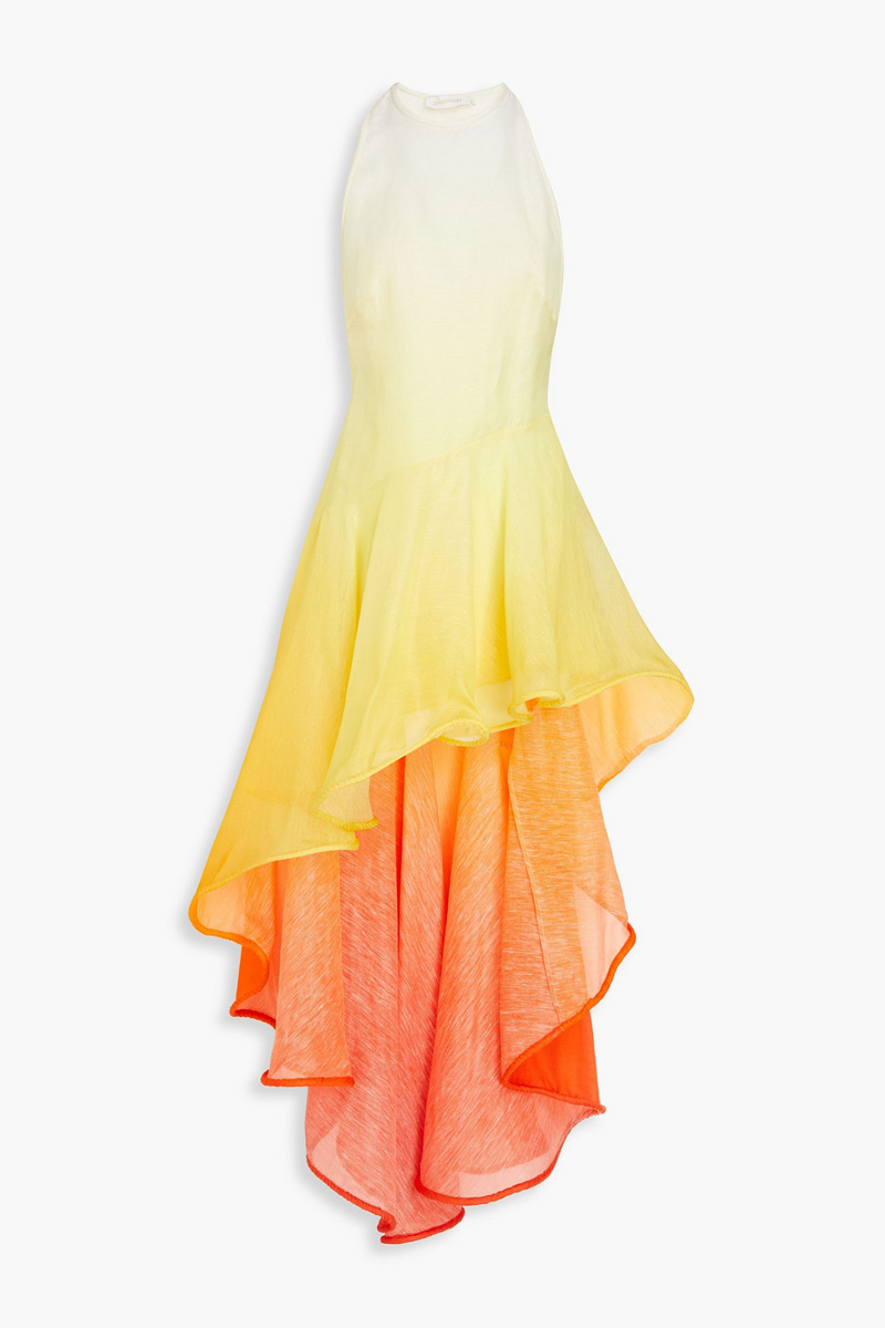 Zimmermann - Asymmetric dégradé gauze maxi dress - Yellow - 3