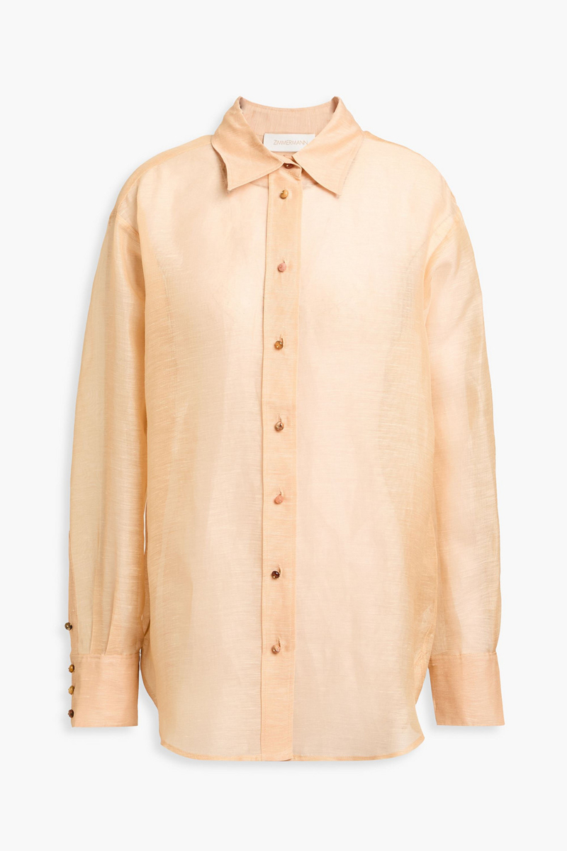 Zimmermann - Linen and silk-blend organza shirt - Neutral - 3