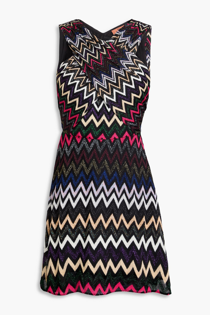 missoni - metallic crochet-knit mini dress - black - it 44