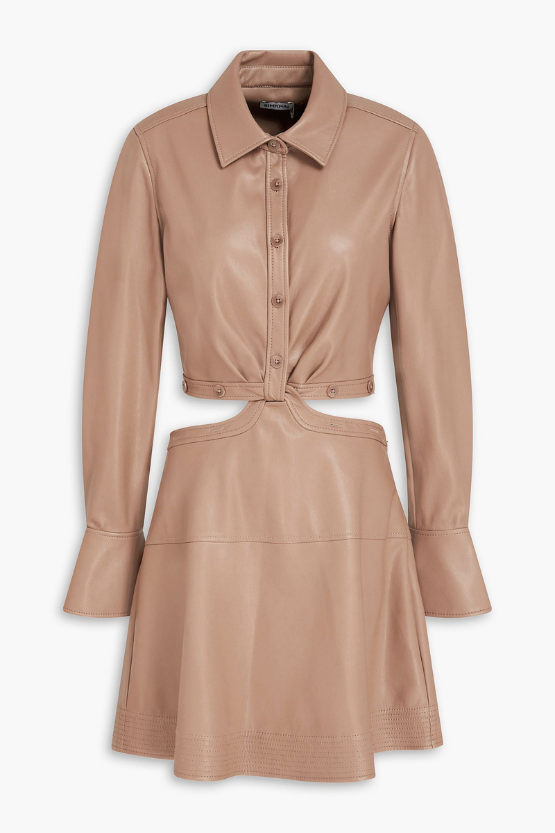 SIMKHAI - Elias cutout twisted mini shirt dress - Brown - US 6