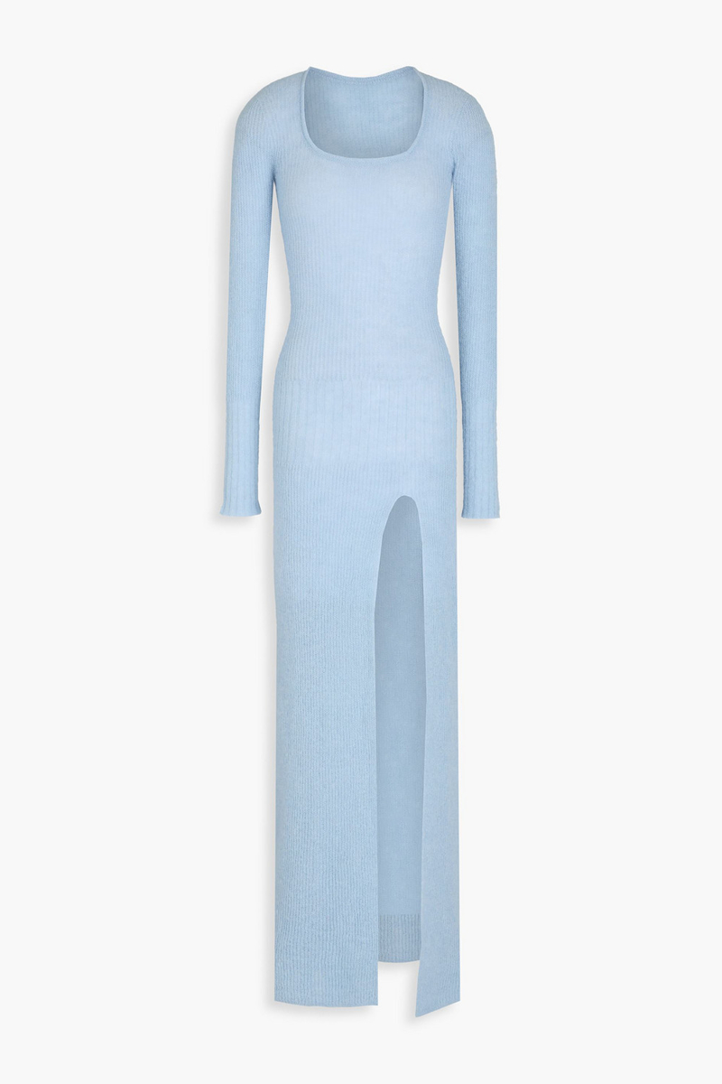 jacquemus - dao brushed ribbed-knit maxi dress - blue - fr 36