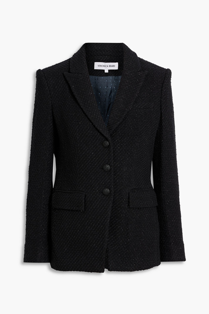 veronica beard - orlane dickey metallic cotton-blend tweed blazer - black - us 00