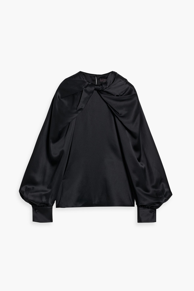 max mara - key twisted silk-satin blouse - black - it 40