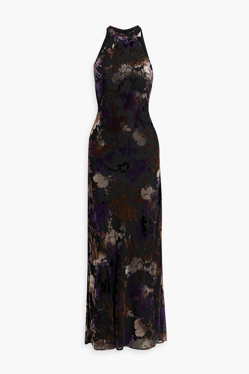mikael aghal - devoré-velvet gown - black - us 4