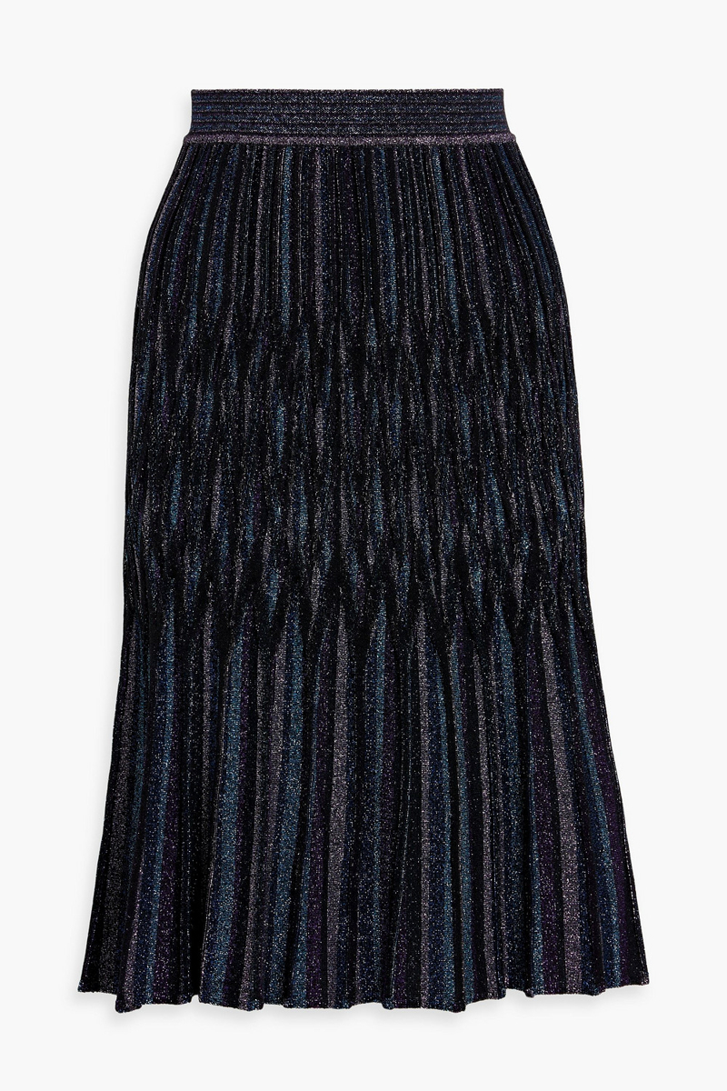 missoni - pleated metallic ribbed-knit skirt - purple - it 38