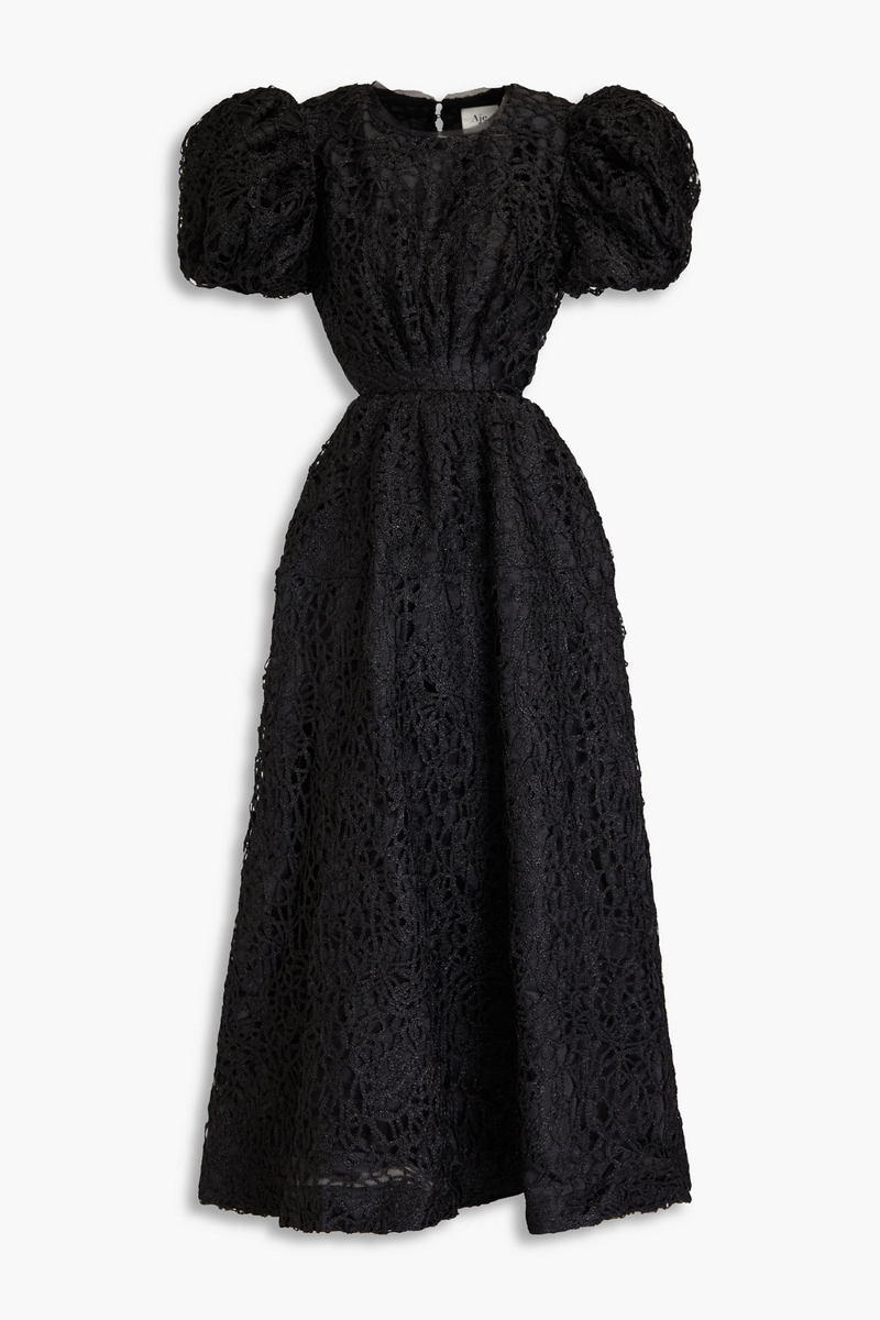 Aje. - Patina metallic macramé lace midi dress - Black - UK 4