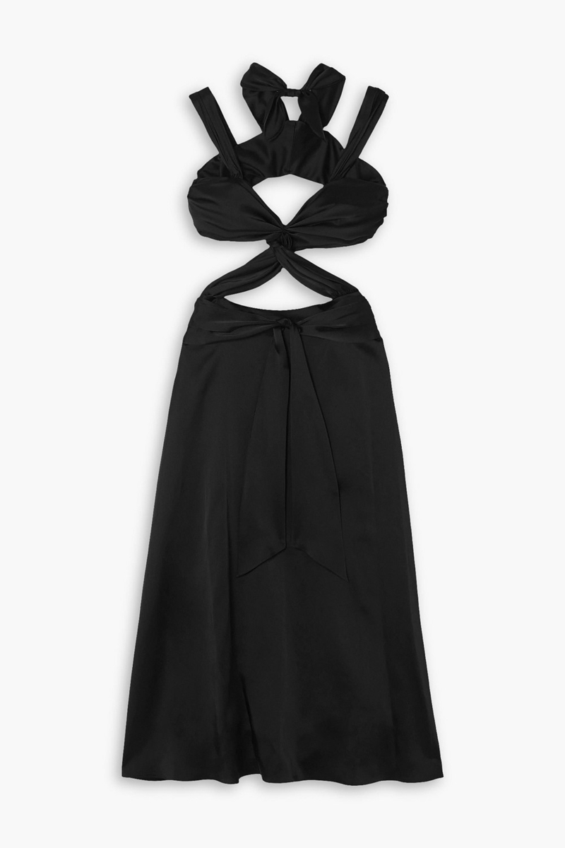 Halpern - Cutout twisted satin midi dress - Black - FR 42