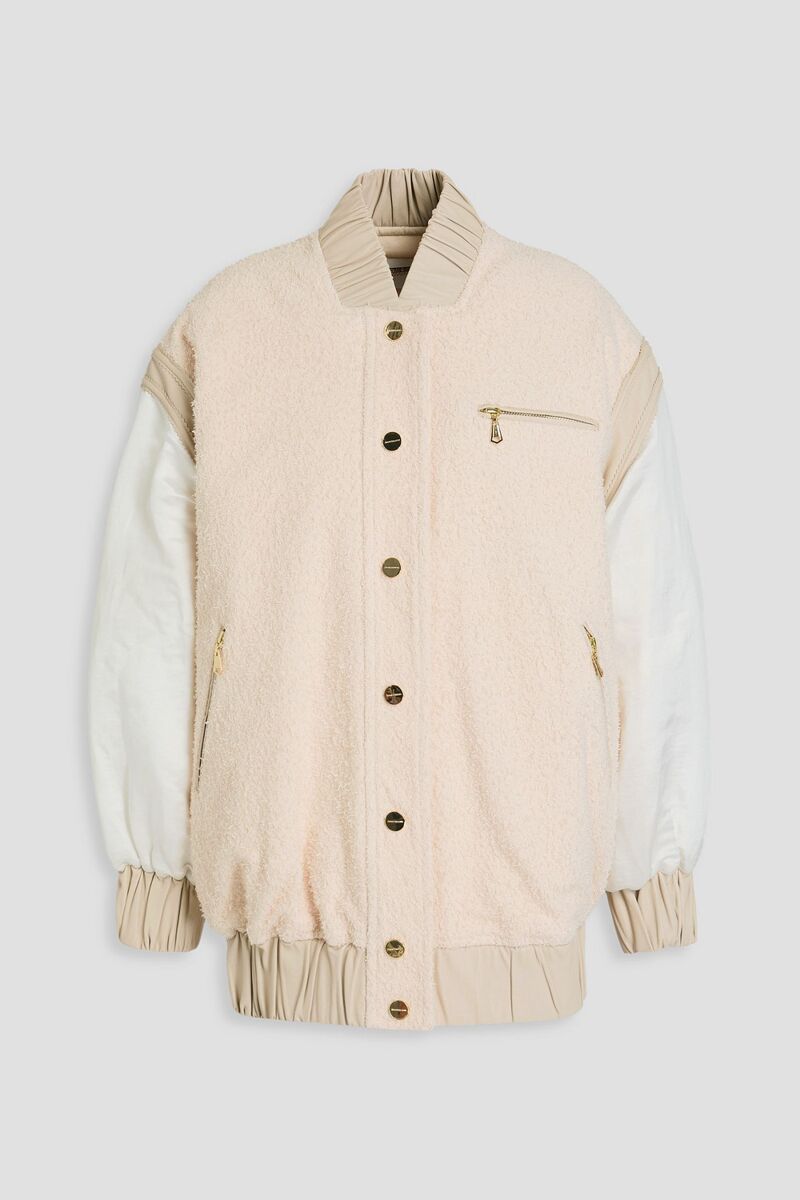 Zimmermann - Appliquéd cotton-blend bouclé and shantung bomber jacket - White - 1
