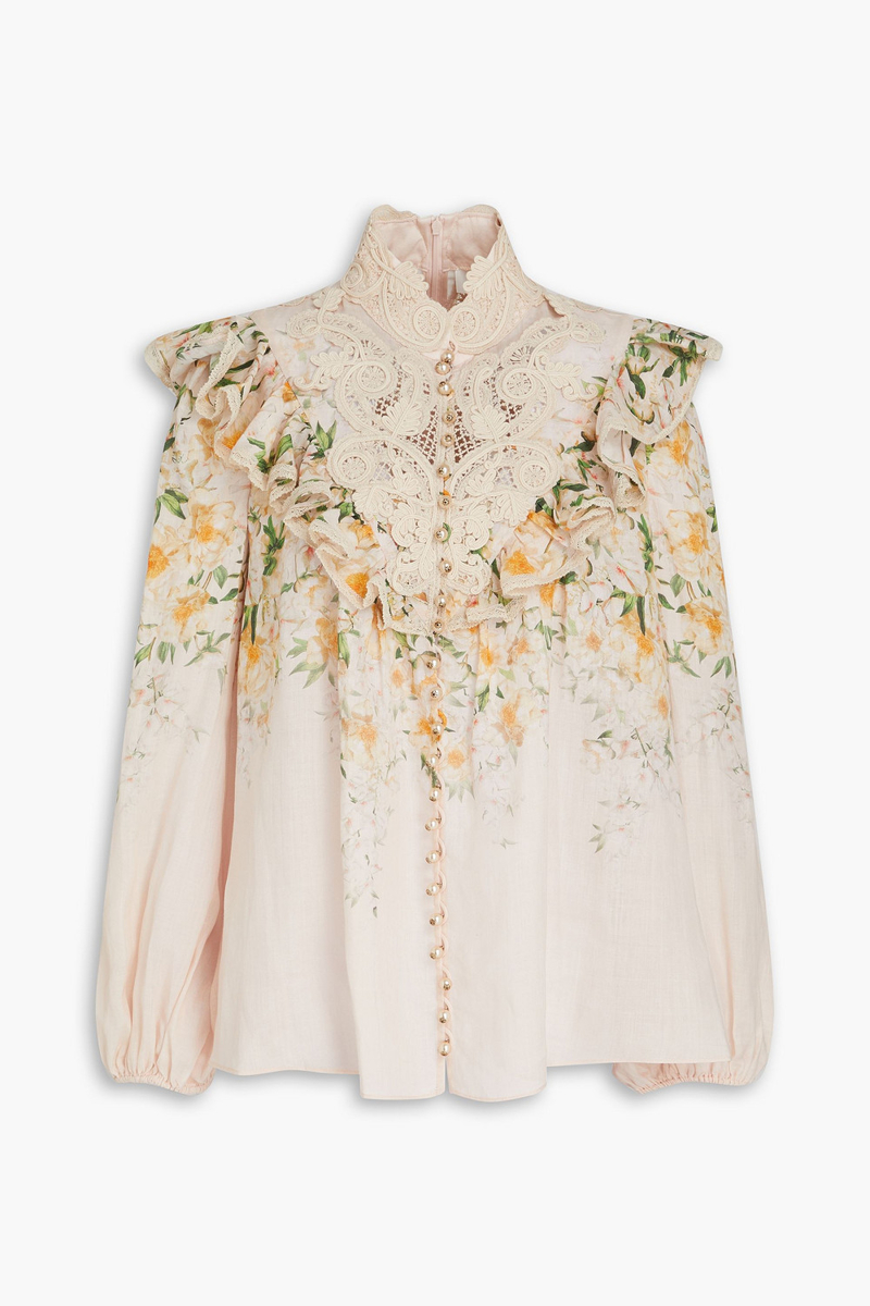 Zimmermann - Embellished floral-print linen shirt - Pink - 00