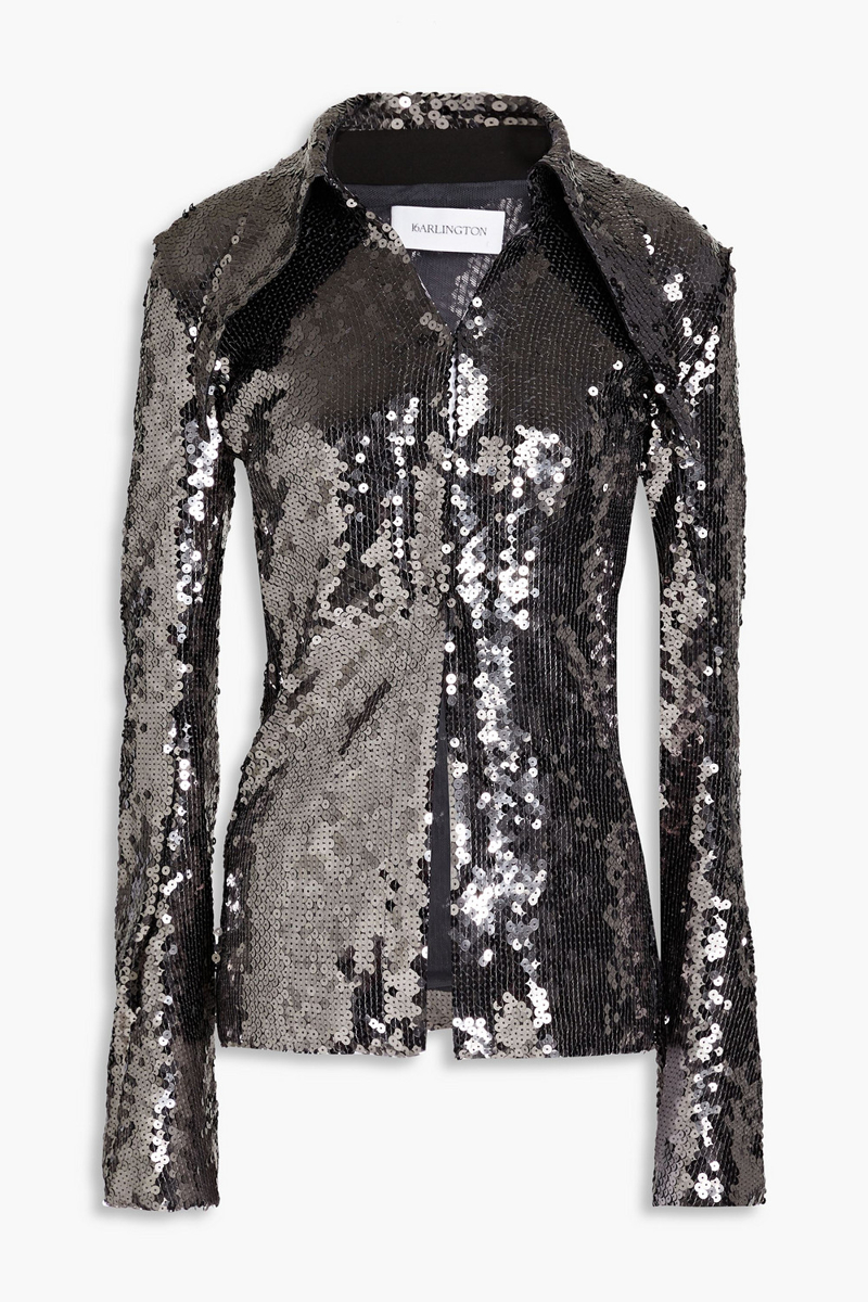16ARLINGTON - Opala sequined mesh shirt - Gray - UK 4