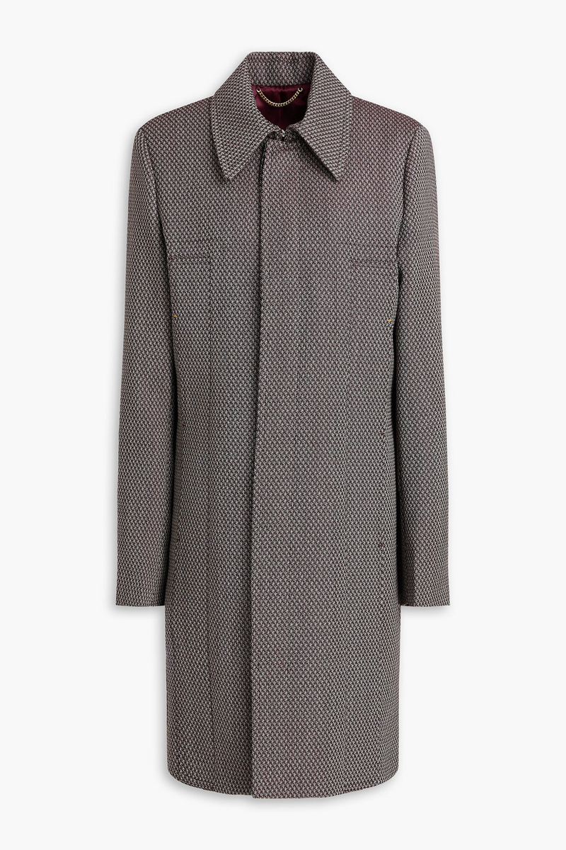 victoria beckham - wool-jacquard coat - purple - uk 10