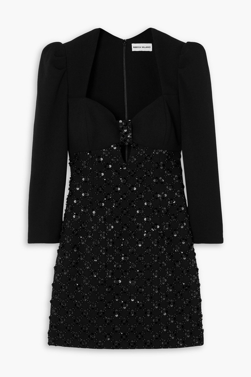 Rebecca Vallance - Marie cutout embellished cady mini dress - Black - UK 4