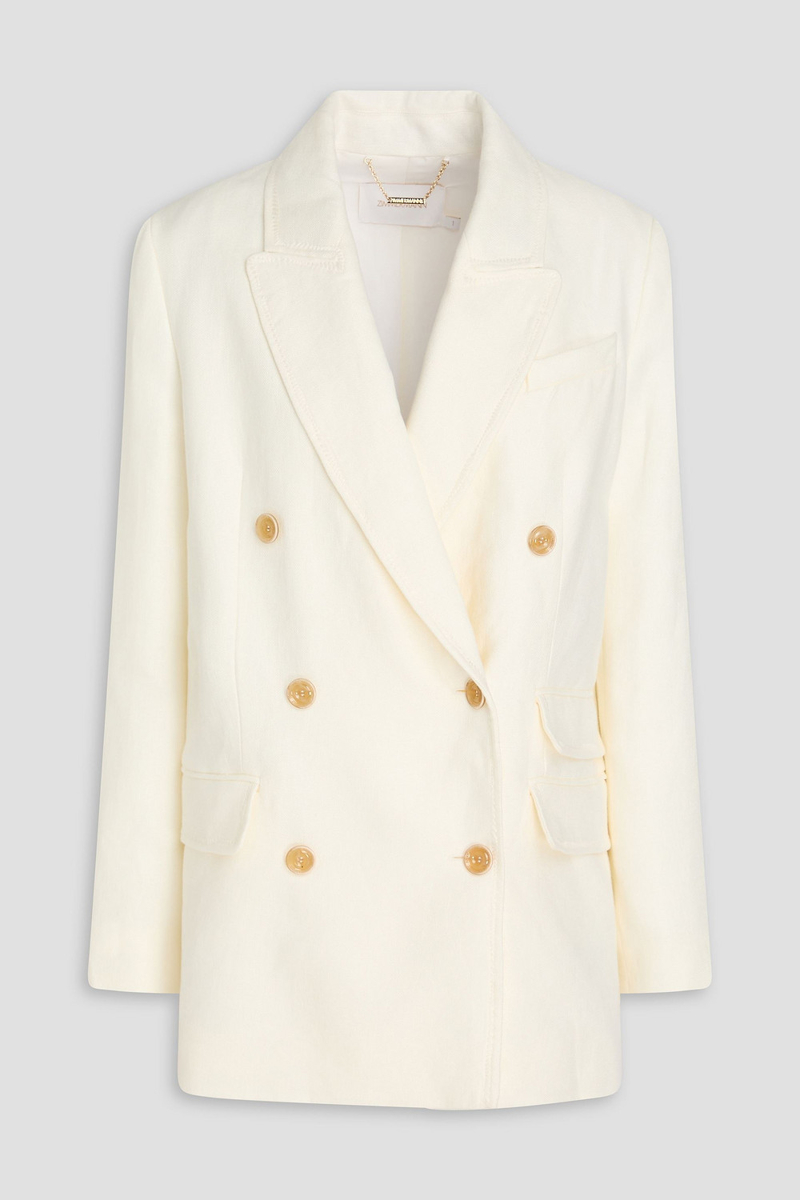 zimmermann - double-breasted linen blazer - white - 00