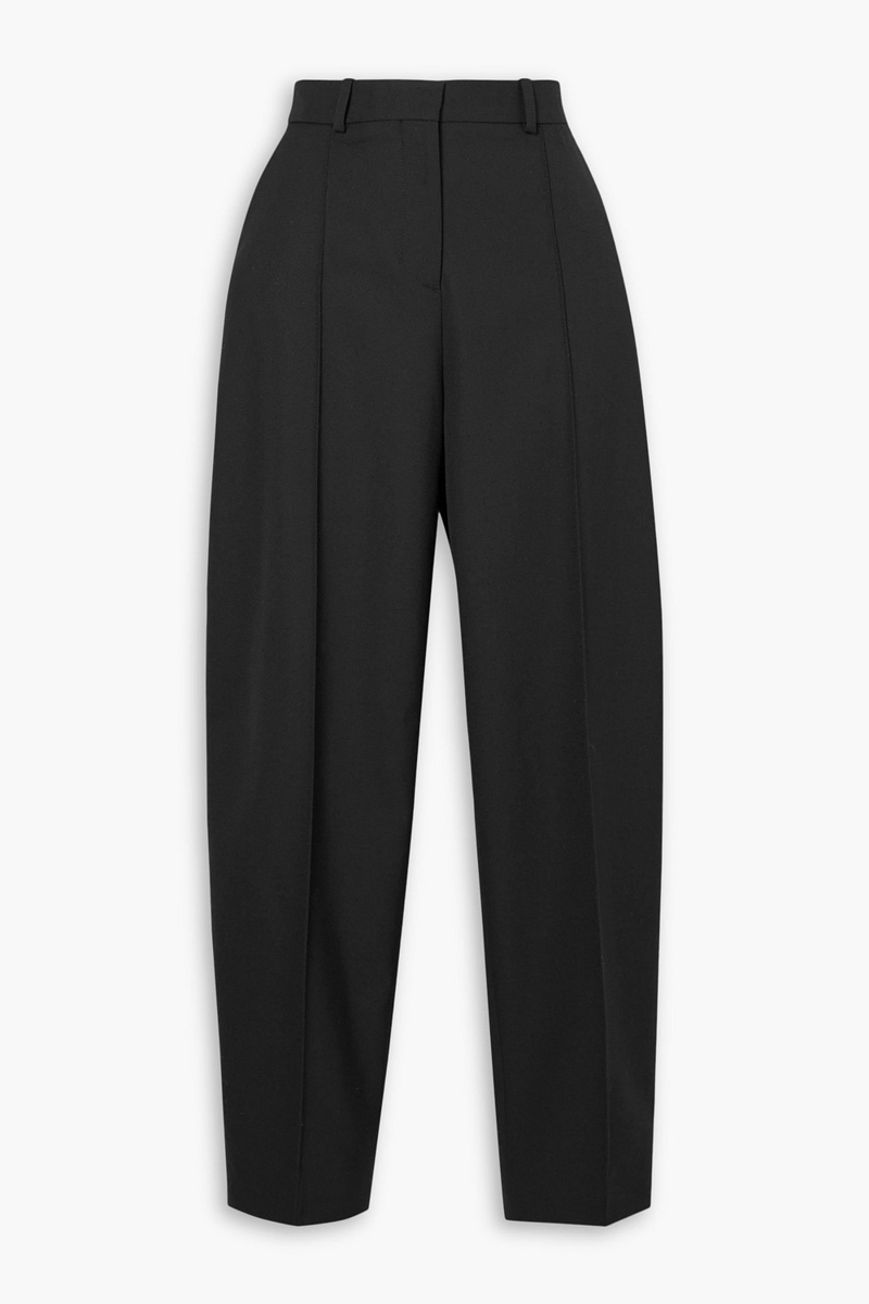toteme - pleated woven tapered pants - black - fr 36