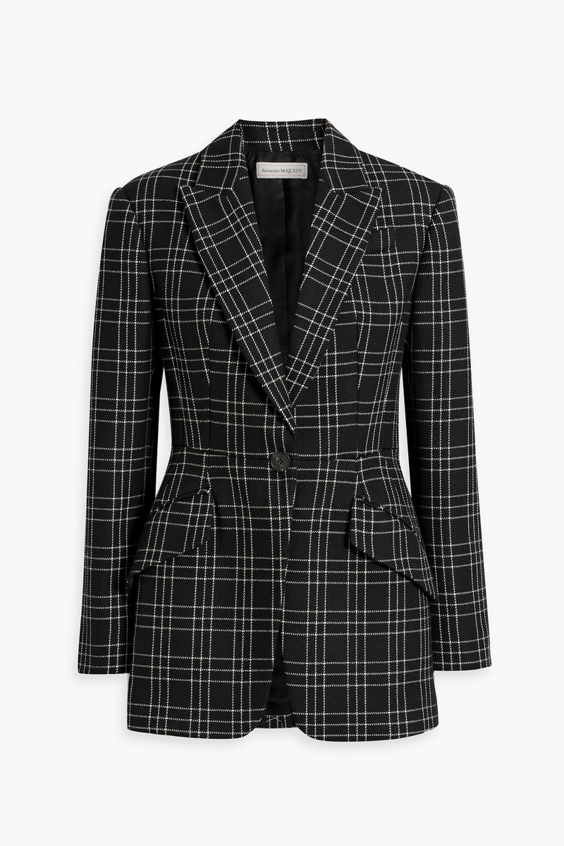 mcqueen - checked wool-twill blazer - black - it 40
