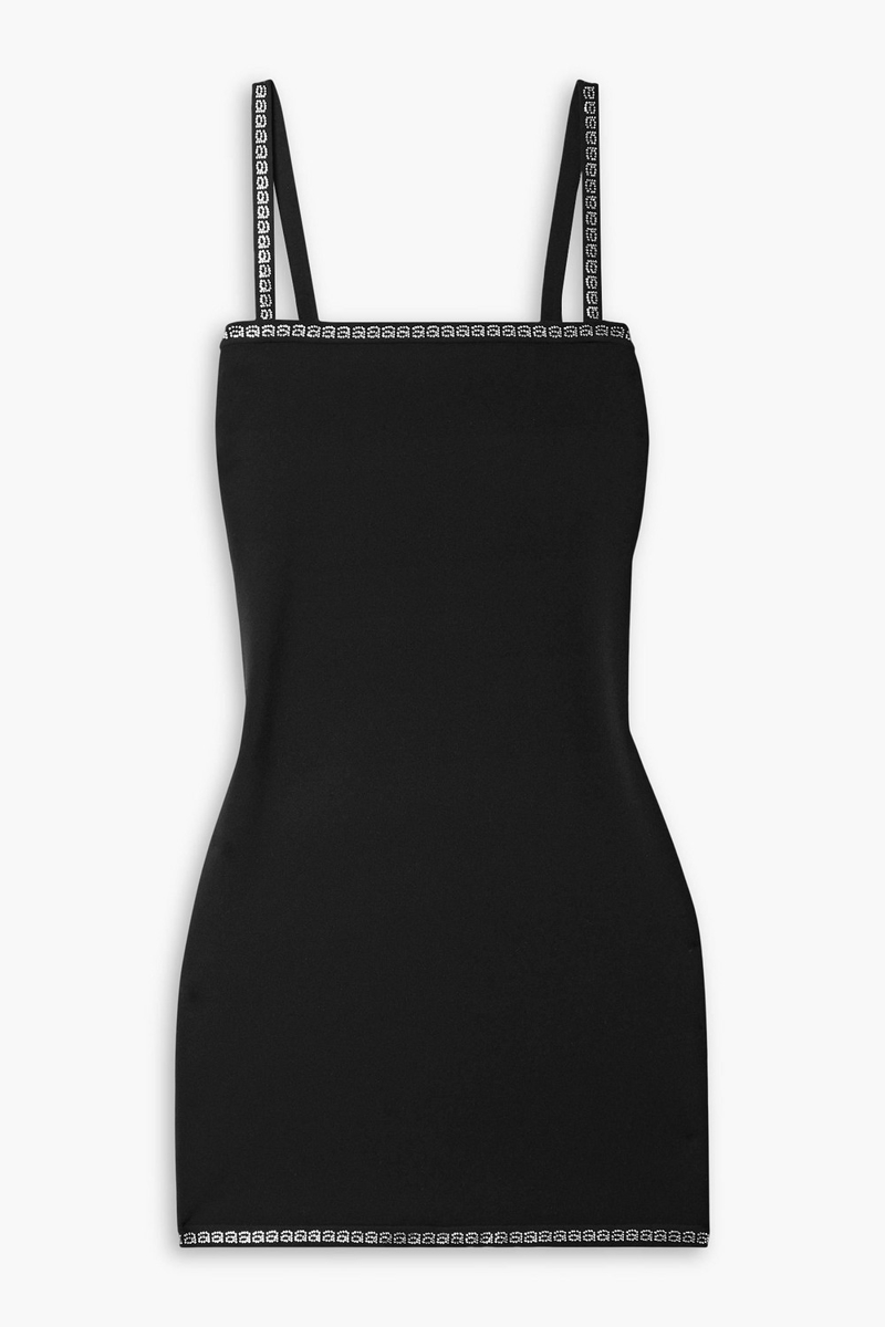 alexander wang - crystal-embellished stretch-knit mini dress - black - xs