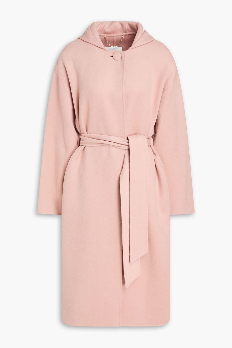 zimmermann - belted wool-blend felt hooded coat - pink - 3