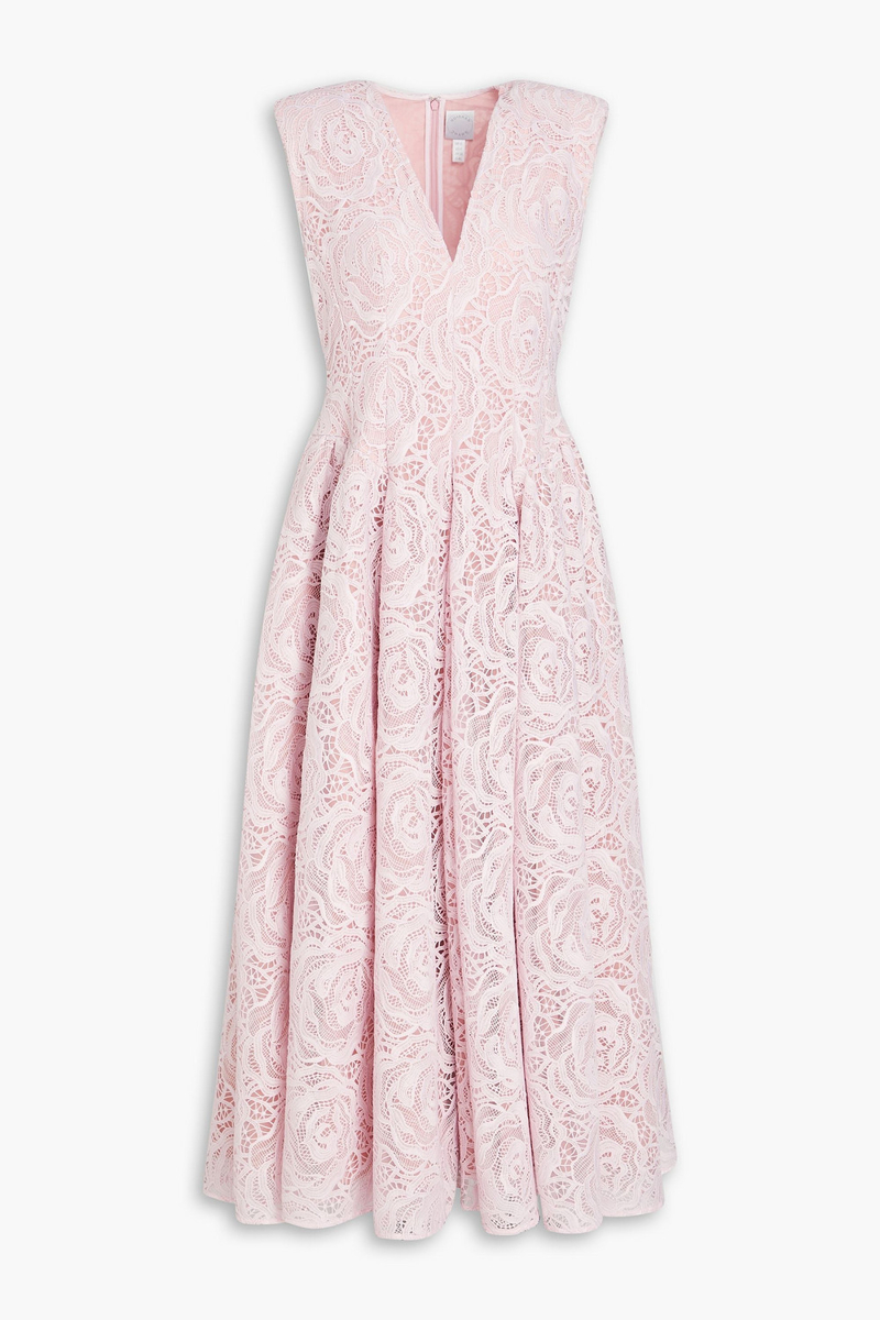 huishan zhang - claret guipure lace maxi dress - purple - uk 12