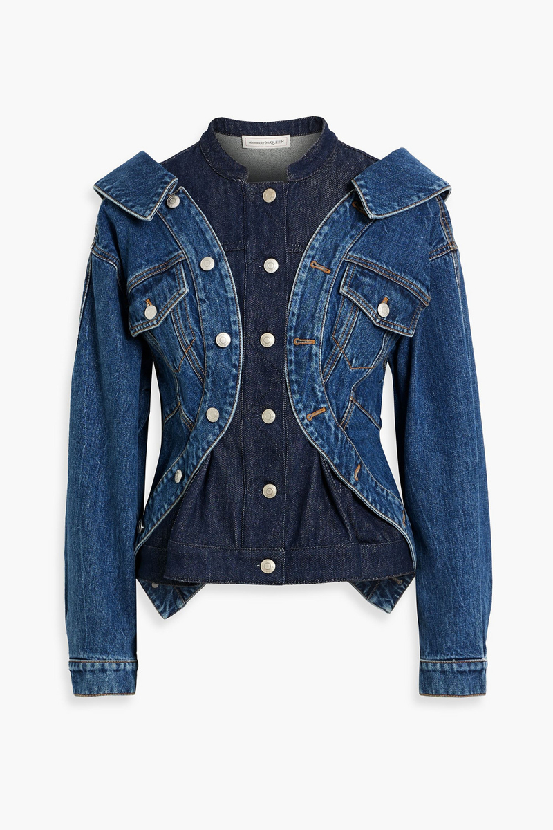 mcqueen - layered denim jacket - blue - it 42