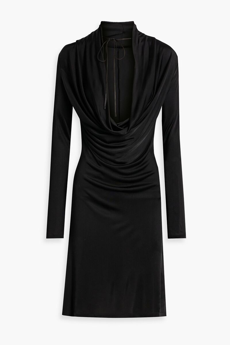 Helmut Lang - Draped stretch-satin dress - Black - S