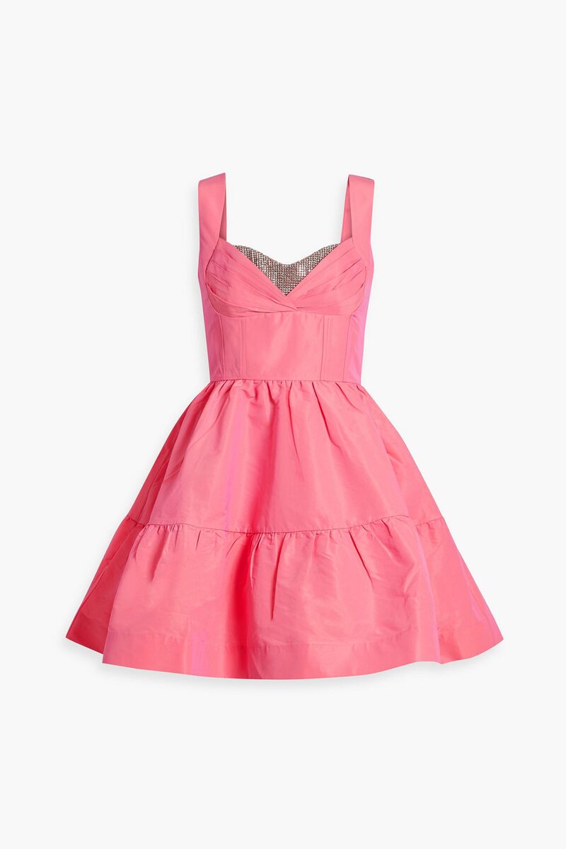 Rebecca Vallance - Brydie flared crystal-embellished taffeta mini dress - Pink - UK 6