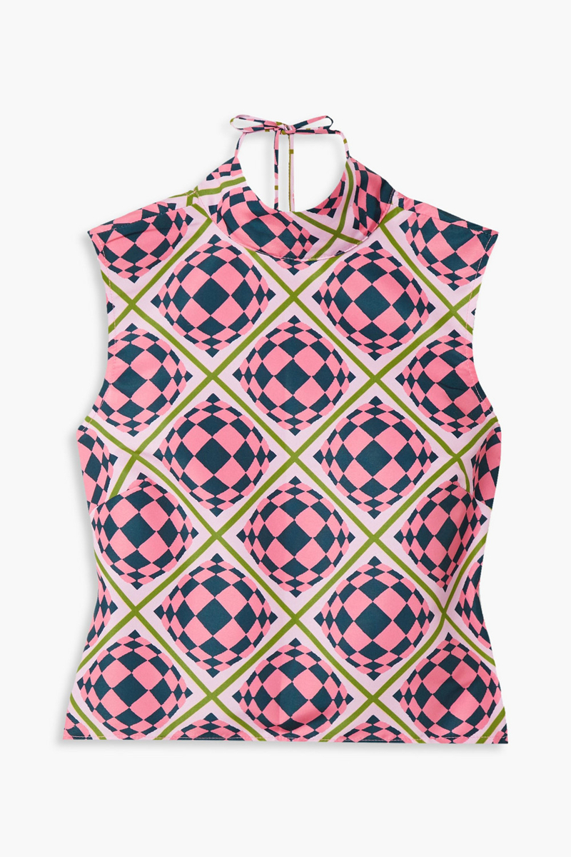 Maisie Wilen - Tied Up open-back printed shell top - Pink - S