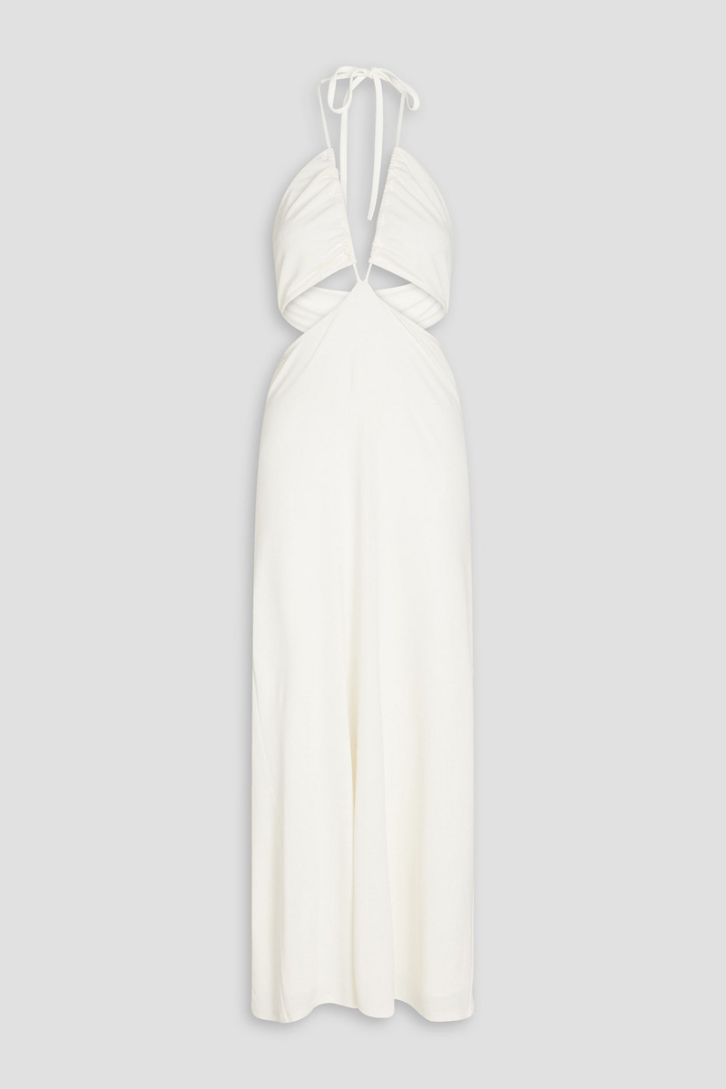 Zeynep Arcay - Cutout stretch-jersey halterneck maxi dress - White - US 8