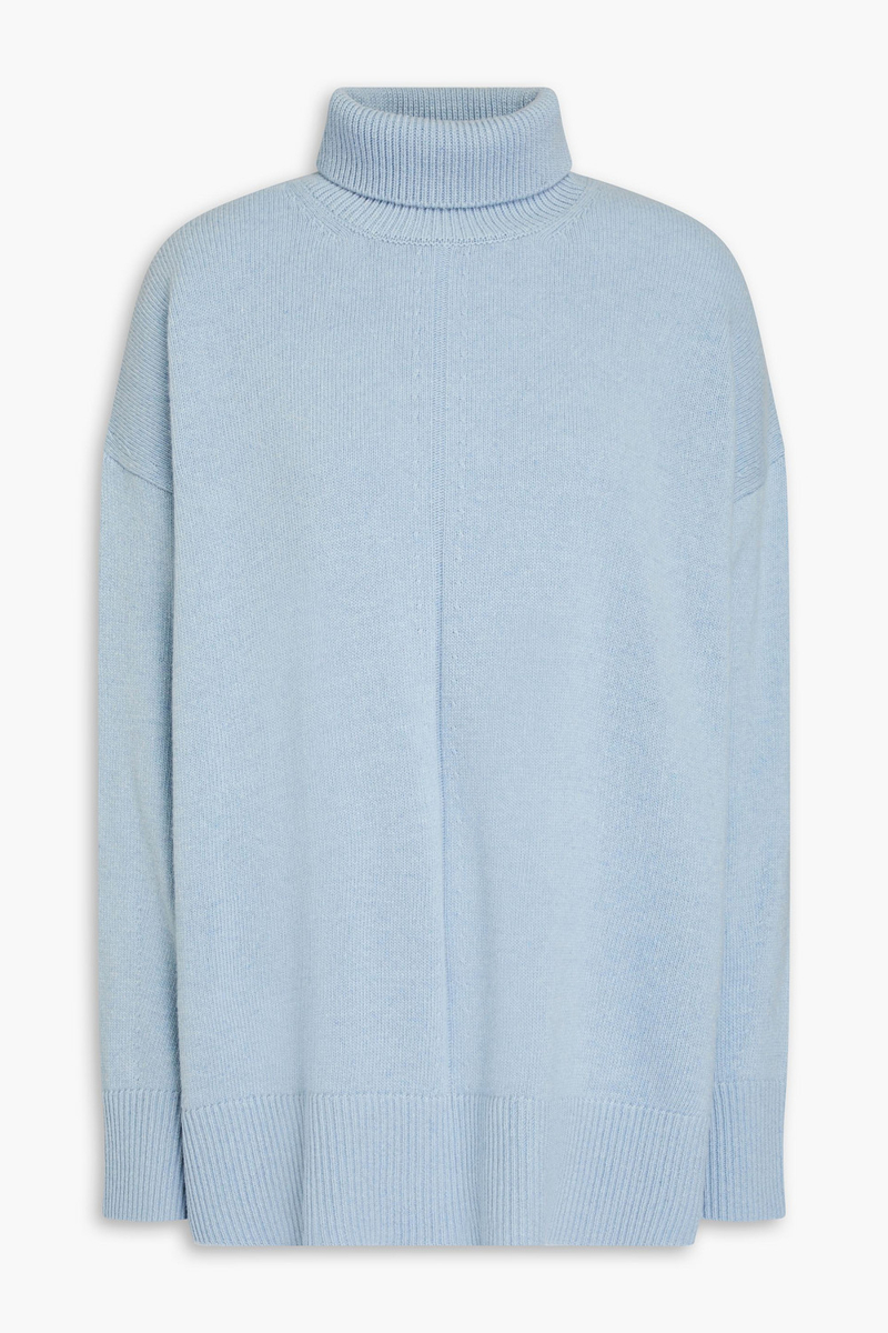 another tomorrow - cashmere and wool-blend turtleneck sweater - blue - s