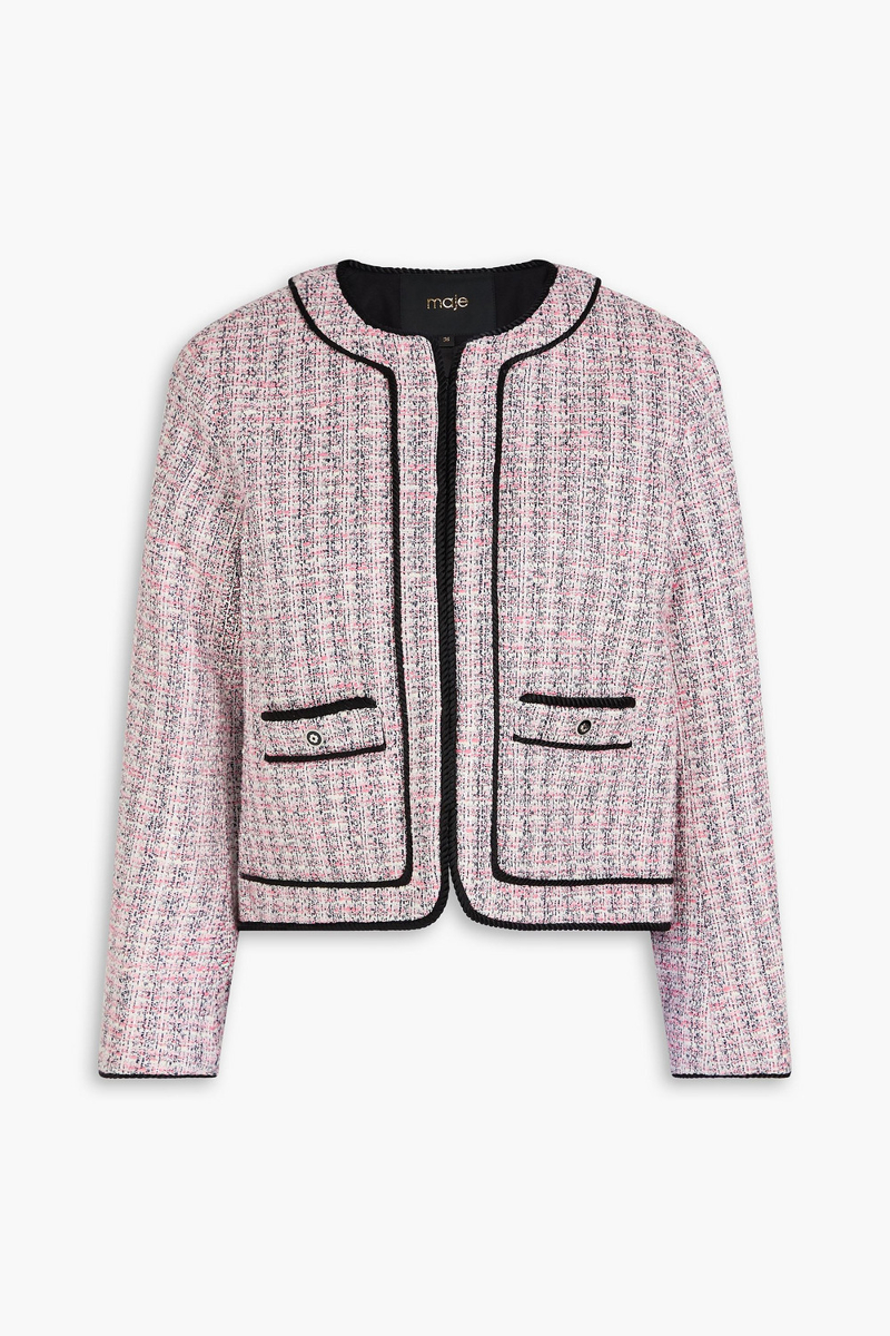 maje - metallic tweed jacket - pink - fr 38