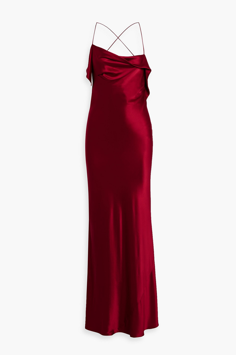 michelle mason - draped silk-satin gown - red - us 2