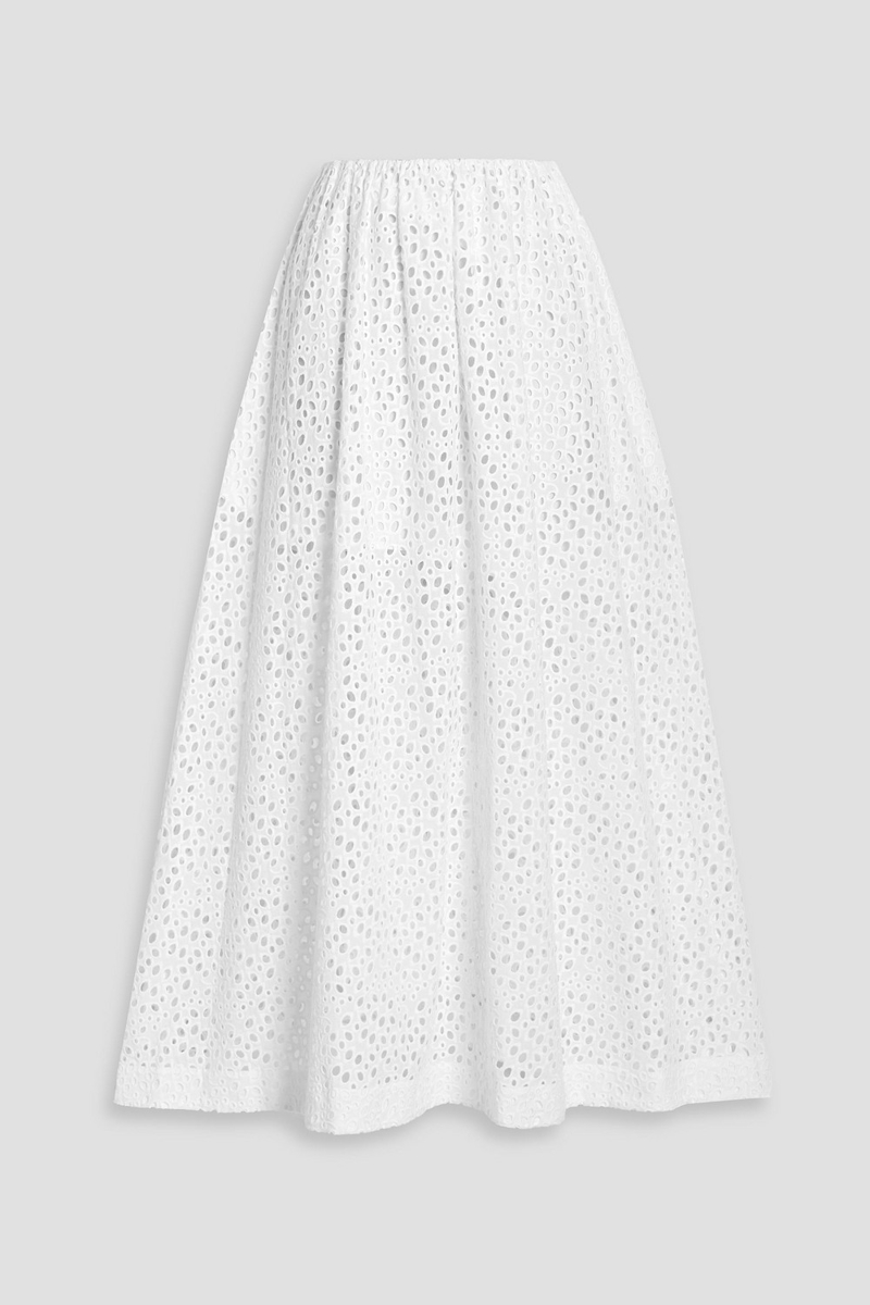 toteme - broderie anglaise cotton midi skirt - white - fr 36