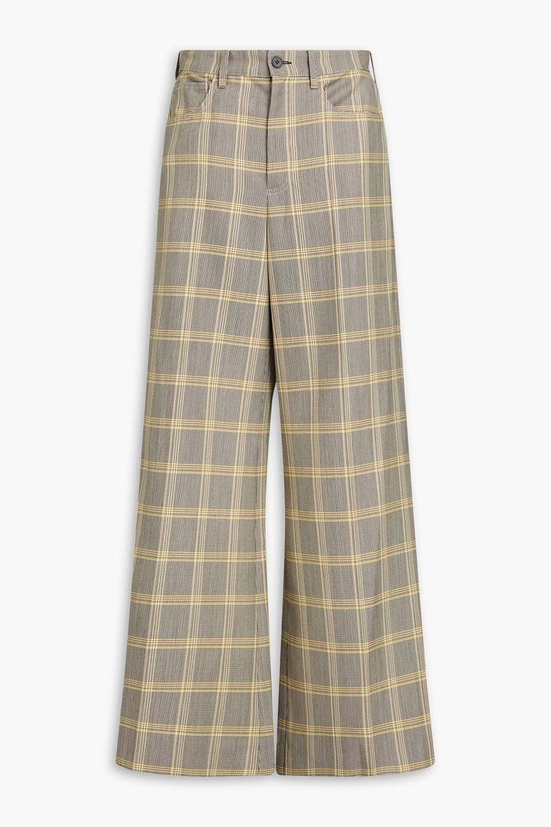 marni - checked wool-blend wide-leg pants - black - it 38