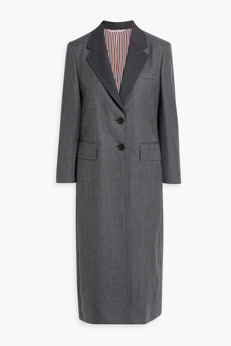 thom browne - wool graine de poudre coat - gray - it 36