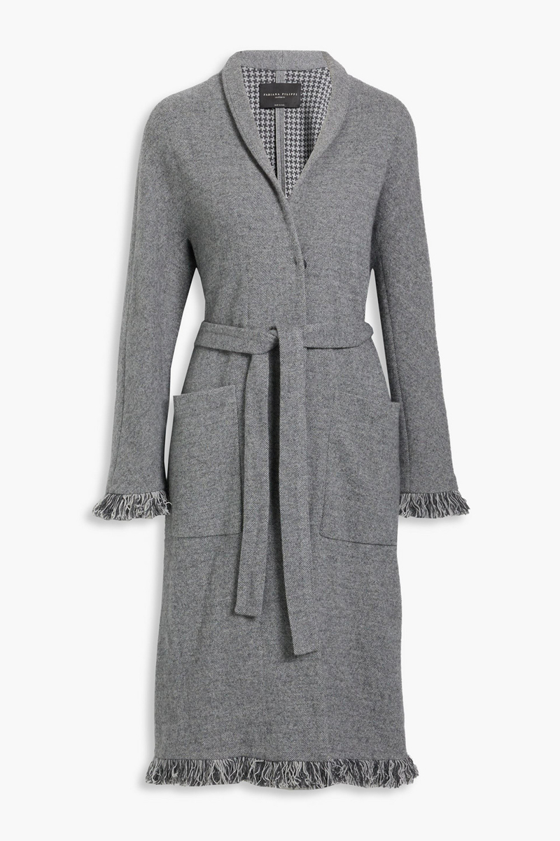 fabiana filippi - fringed cashmere, wool and silk-blend coat - gray - it 44