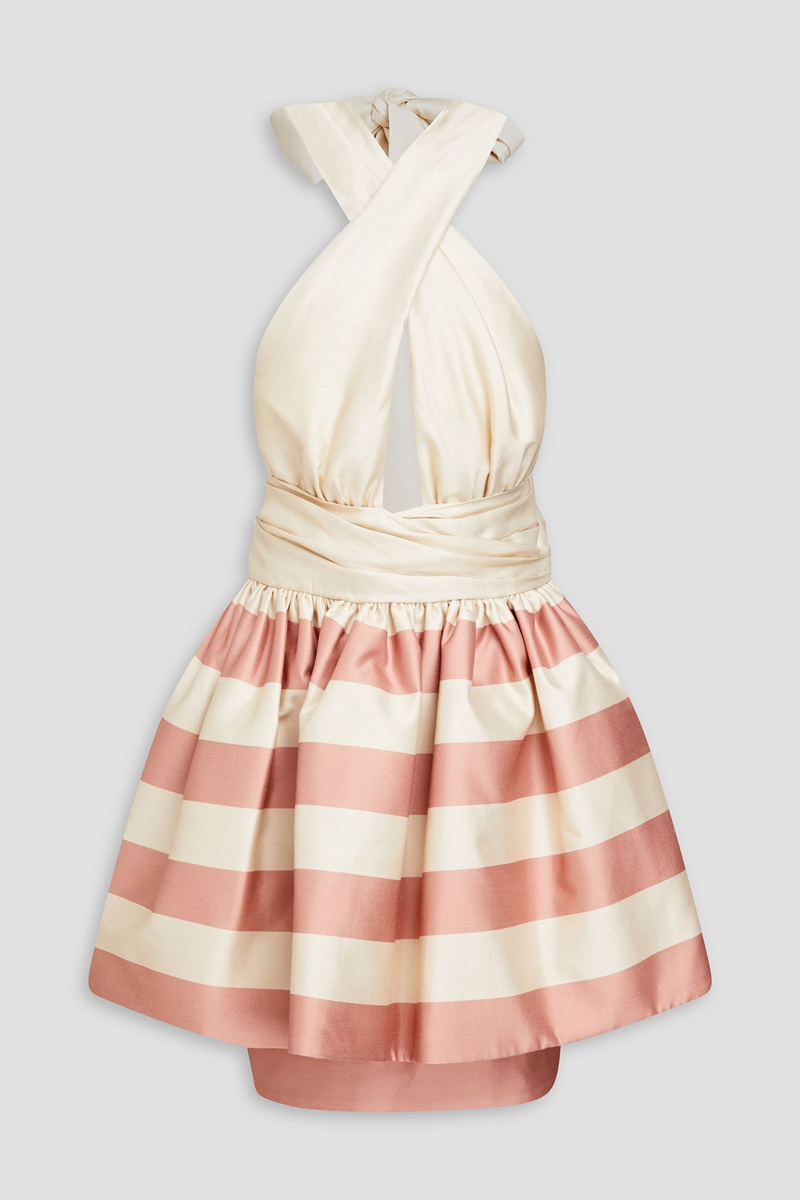 Zimmermann - Layered striped silk-taffeta halterneck mini dress - White - 2
