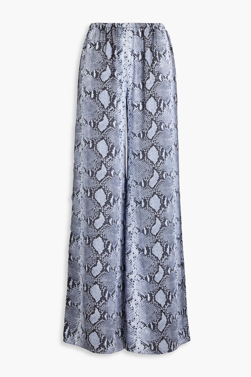 16ARLINGTON - Snake-print satin wide-leg pants - Gray - UK 4