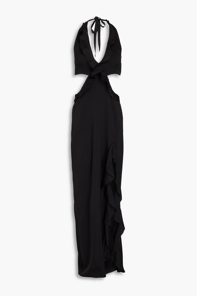 Nicholas - Cutout silk-blend crepe de chine halterneck maxi dress - Black - US 4