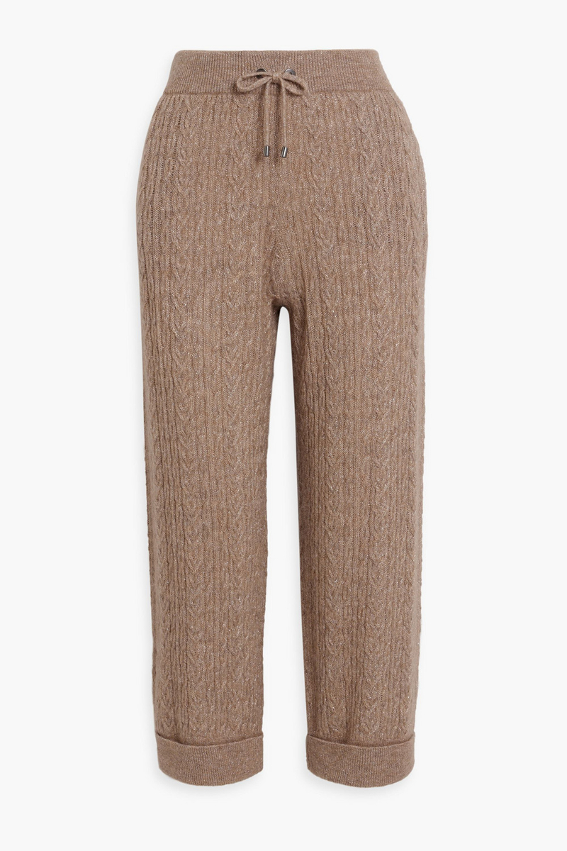 Brunello Cucinelli - Metallic cable-knit track pants - Brown - M