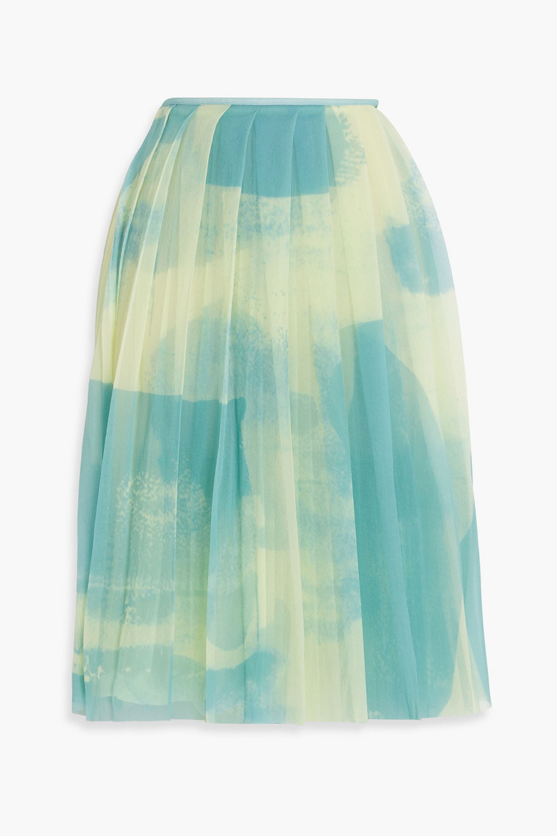 proenza schouler - pleated printed chiffon skirt - green - us 0