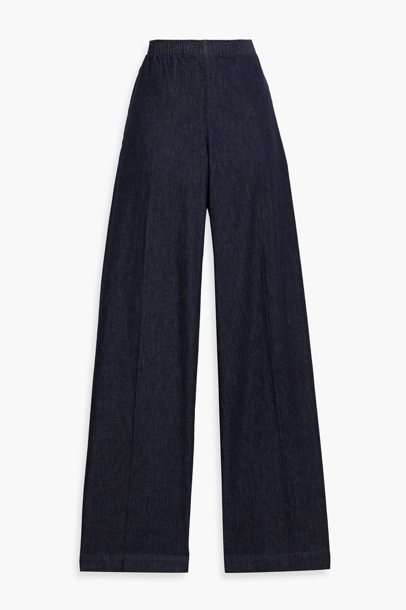 vince. - cotton-chambray wide-leg pants - blue - xs