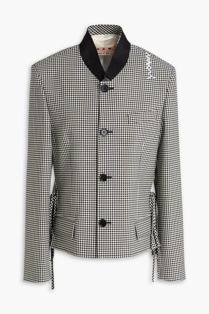 marni - gingham jacquard jacket - black - it 42