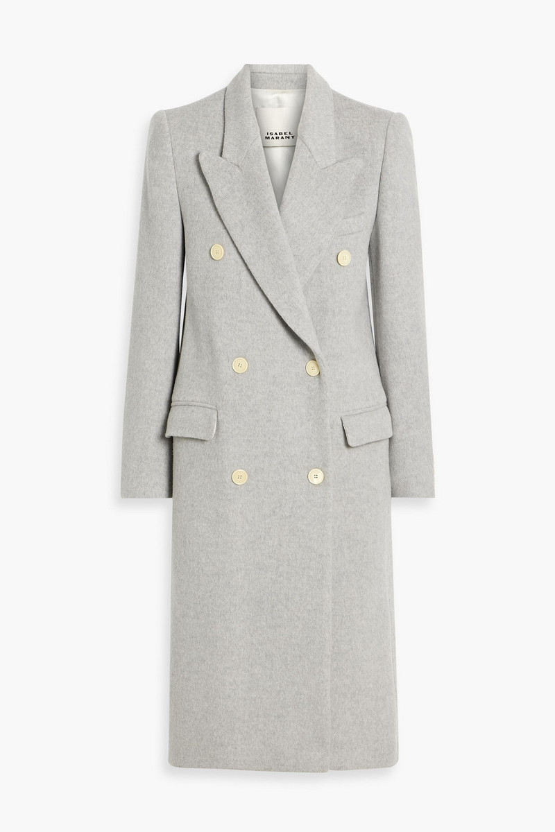 isabel marant - enarryli double-breasted wool-blend felt coat - gray - fr 36